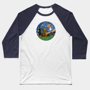 Starry Night (Van Gogh inspired) with a Brown/red Dachshund Baseball T-Shirt